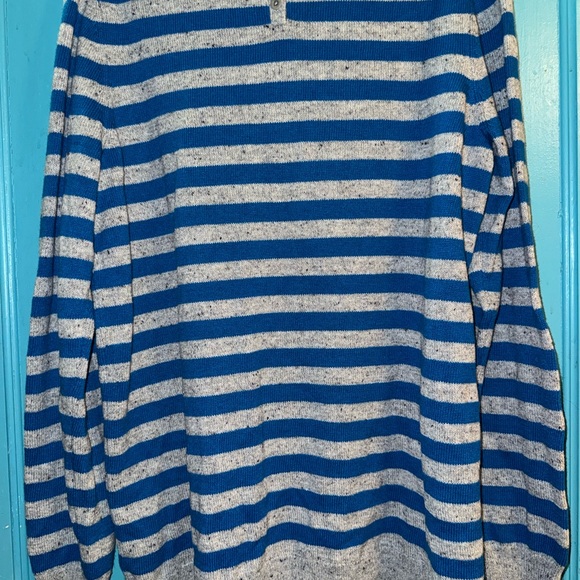 Talbots Blue and Gray Striped Sweater with Sheep Motif - Picture 4 of 4
